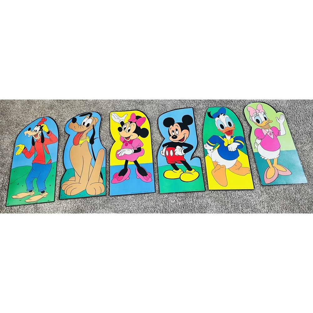 VTG Disney Mickey Minnie Mouse Pluto Goofy Donald Daisy Die Cuts Decor Lot of 6